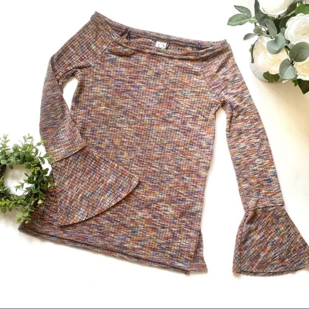 Anthropologie Akemi + Kin Rainbow Bell Sleeve Top